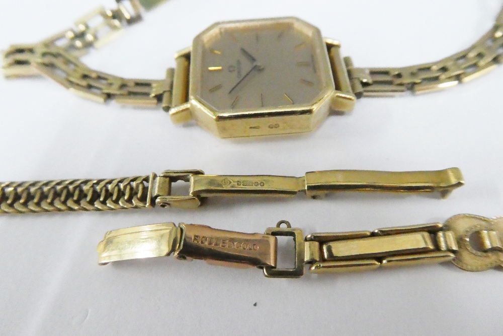 A collection of three lady's vintage wristwatches to include Tissot on a 9ct gold bracelet strap, - Image 4 of 4