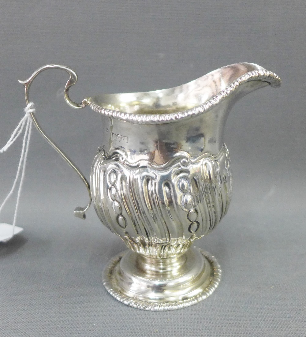 Edwardian silver cream jug, George Nathan & Ridley Hayes, Chester 1902, helmet shaped with beaded - Image 2 of 3