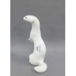 Lomonsov white glazed ermine / stoat, with red printed backstamp, 18cm high