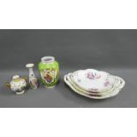 Set of three Coalport June Time bone china graduated dishes and three Continental porcelain