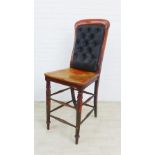 19th century Clerks chair of extra tall proportions, with upholstered button back, solid seat,