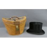 Rowans brushed silk top hat together with a leather hat top box (2)