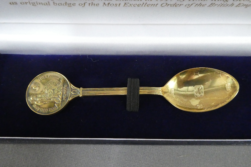 The British Empire Spoon, a silver gilt commemorative teaspoon and a Royal Mint silver QEII 25th - Image 2 of 3