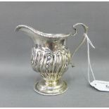 Edwardian silver cream jug, George Nathan & Ridley Hayes, Chester 1902, helmet shaped with beaded