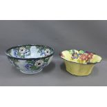 Maling pottery bowl and a Tuscan bowl, (2)