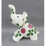 Plichta Pottery elephant with Shamrock pattern, with printed backstamps, 20cm high