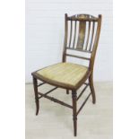 Edwardian mahogany and inlaid side chair 88 x 44cm