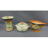 Collection of Art Deco pottery to include Royal Staffordshire serving dish and cover, Arthur Woods