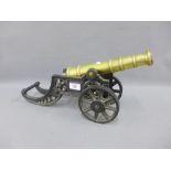 Brass and iron model of a canon, approx 45cm long