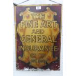 The Fine Art & General Insurance Company, vintage metal sign, 36 x 51cm