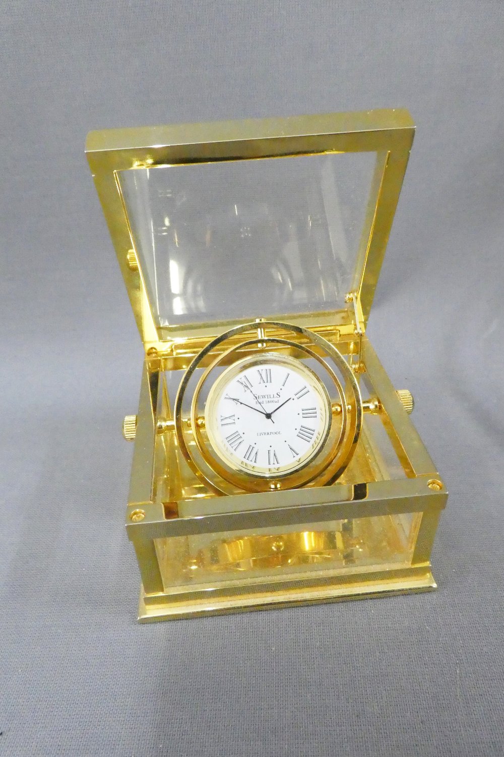 Ronson Crown table lighter and a Sewills gilt metal clock, boxed (2) - Image 2 of 3