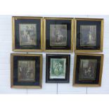 F Wheatley, Cries of London prints, in verre eglomise glazed frames and two smaller (8)