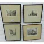 Margaret Rudge group of three engravings to include Ruined Nave - Holyrood, etc and a colour