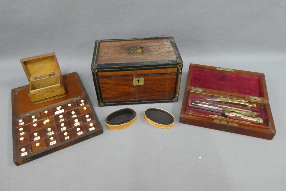 Mahogany oval tray with brass handles together with a 19th century rosewood and brass mounted box ( - Image 3 of 3