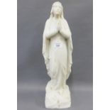 White hardstone Virgin Mary figure, 55cm high