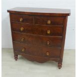 19th century mahogany bow front chest with two short and three graduating long drawers 120 x 120cm