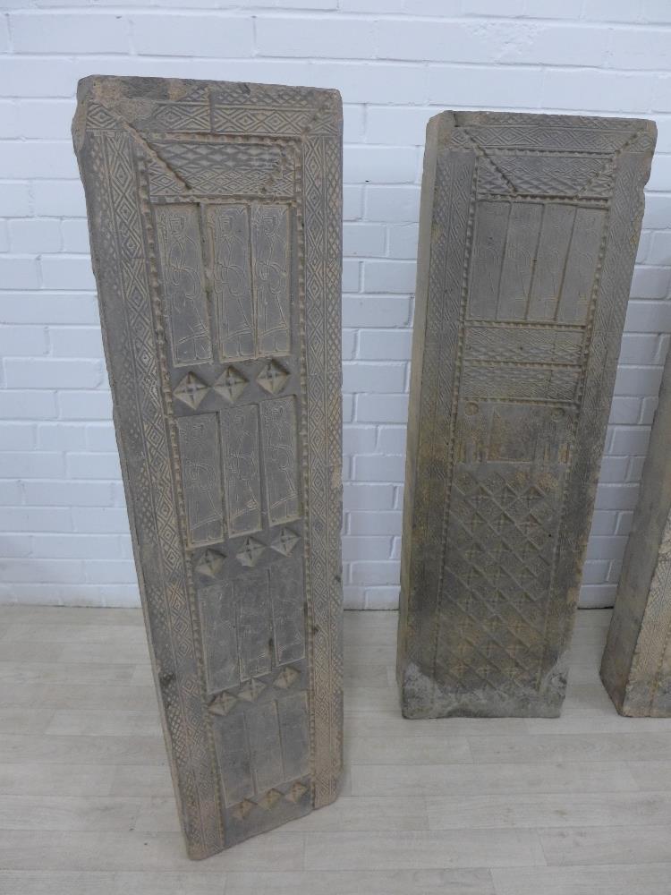 Two pairs of Han Dynasty clay tomb bricks, 117 x 34cm (2) - Image 5 of 5