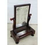 19th century mahogany dressing table swing mirror with a drawer tot he base, 61 x 42cm