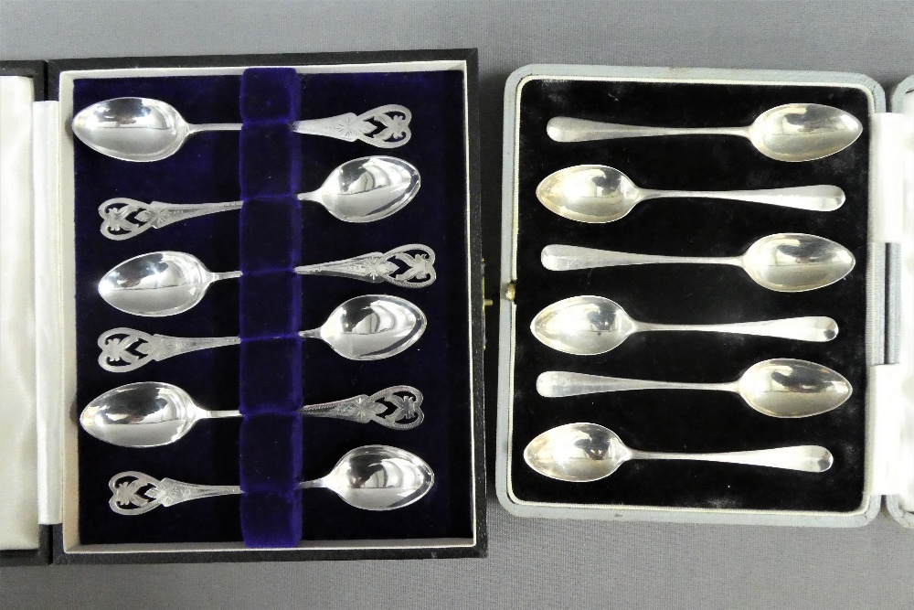 Various cased sets of flatware to include two sets of six Birmingham silver teaspoons, Epns - Image 3 of 3