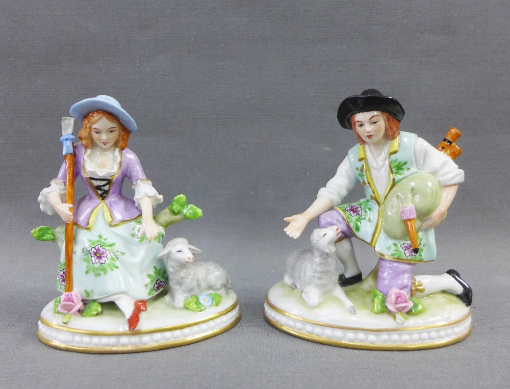 Pair of Sitzendorf male and female porcelain figures, 11cm high (2)