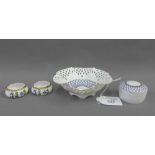 Pair of Limoges porcelain salts and a St Petersburg bowl and jar, largest 13cm (4)