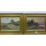 J.F Rennie, A companion pair of river scene watercolours, in giltwood glazed frames, 23 x 23cm (2)