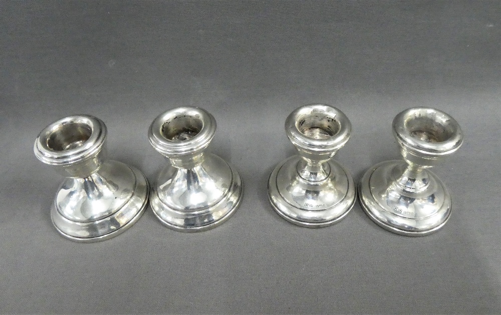 Two pairs of silver desk candlesticks, Birmingham 1966, 7cm high (4) - Image 2 of 4