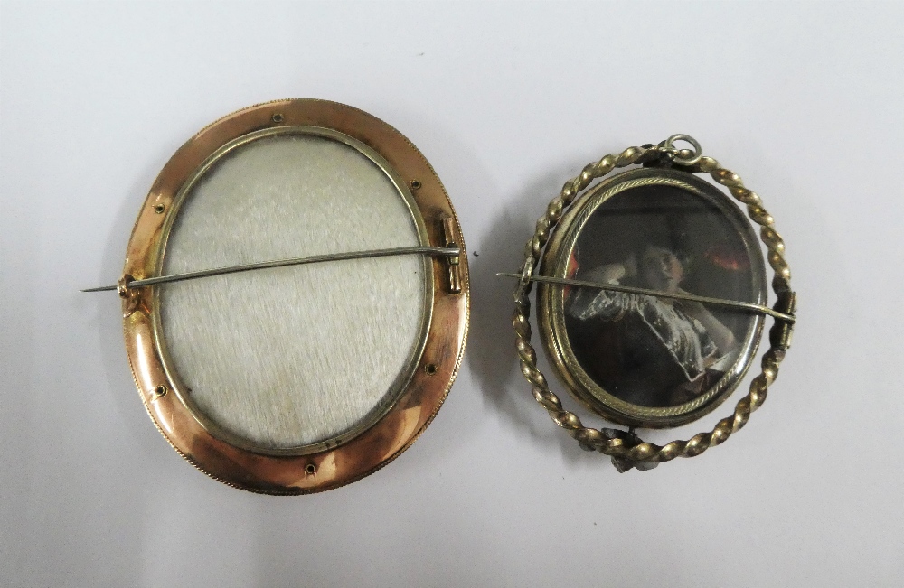 Late 19th / early 20th century double locket brooch containing a portrait miniature of Mary - Image 2 of 2
