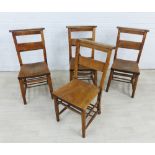 Set of four elm Sunday School church chairs (4)