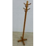 Light oak hat and coat stand, 178cm high