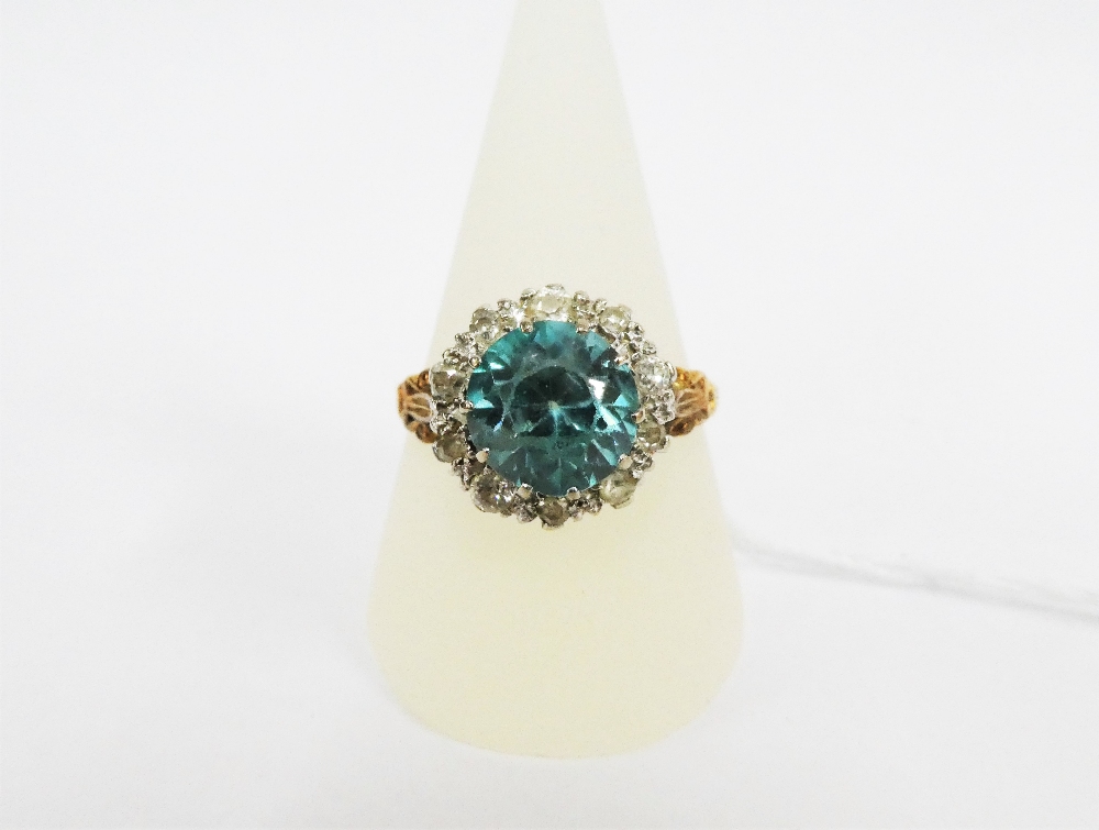 18ct gold gemset cocktail ring, UK ring size Y