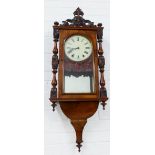 Walnut cased wall clock, 106 x 40cm