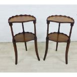 Pair of Mahogany two tier side tables on three splayed legs, 70 x 34cm (2)