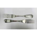 A pair of Georgian silver Hanoverian fiddle pattern forks, JW Howden & Co, Edinburgh 1820 , 21cm