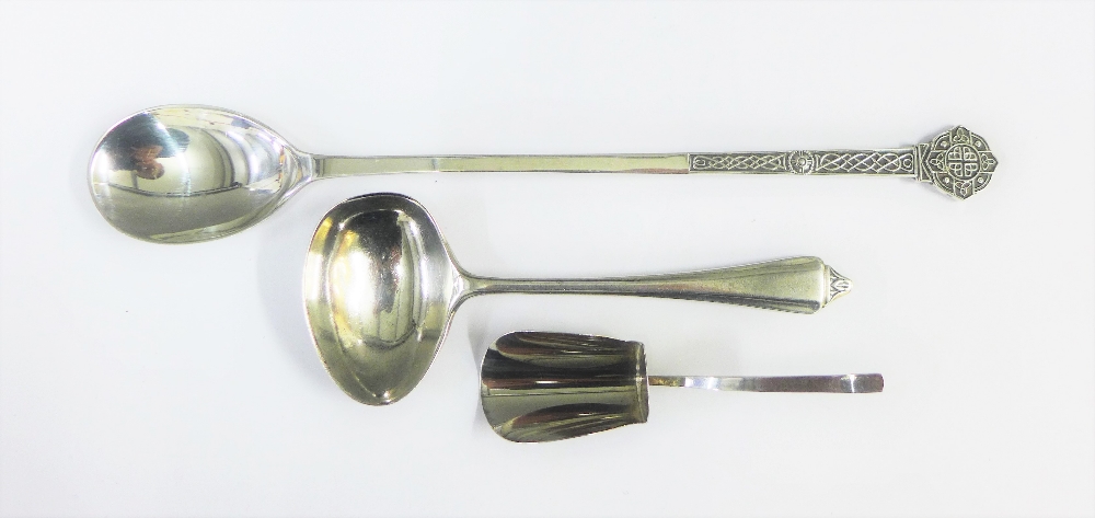 Sheffield silver spoon, Birmingham silver spoon and London silver sugar shovel (3)