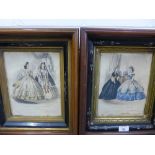 Two 19th century French coloured Fashion prints, in glazed frames, 19 x 24cm (2)