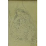 Thomas Faed (1826-1900), Pencil drawing of a girl, signed and dated 1861, in a glazed giltwood
