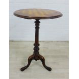 Walnut Games tables on a pedestal base with three outswept legs, 72 x 50cm