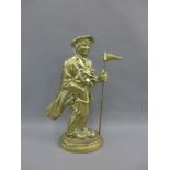 Brass Golf Caddy door stop, 38cm high