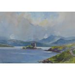 JK Maxton, Doon Castle - Loch Doon, Watercolour, singed, in a glazed giltwood frame, 36 x 26cm