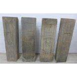 Two pairs of Han Dynasty clay tomb bricks, 117 x 34cm (2)