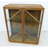 Early 20th century oak and glass panelled display cabinet / bookcase, 114 x 91cm