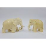 Two late 19th / early 20th century carved ivory Elephant figures, largest 10cm long (2)