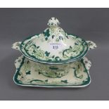 Mason's Chartreuse pattern tureen, cover and square shaped dish (3)