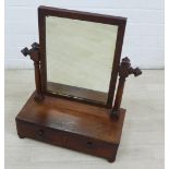 19th century mahogany dressing table mirror with a drawer to the base, 52 x 45cm