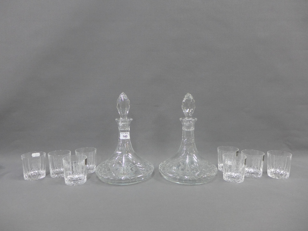 Two Edinburgh Crystal ships decanters with stoppers and set of six tumblers (8)