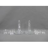 Two Edinburgh Crystal ships decanters with stoppers and set of six tumblers (8)