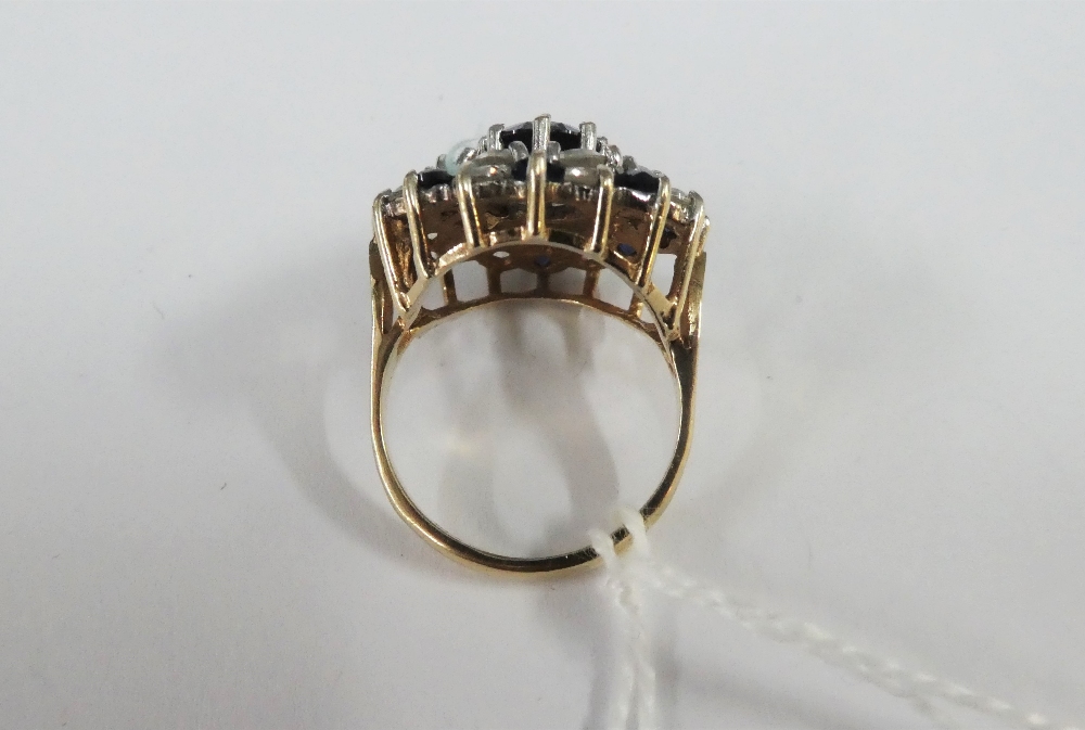 9ct gold gemset cluster cocktail ring, UK ring size N - Image 3 of 3