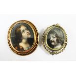 Late 19th / early 20th century double locket brooch containing a portrait miniature of Mary