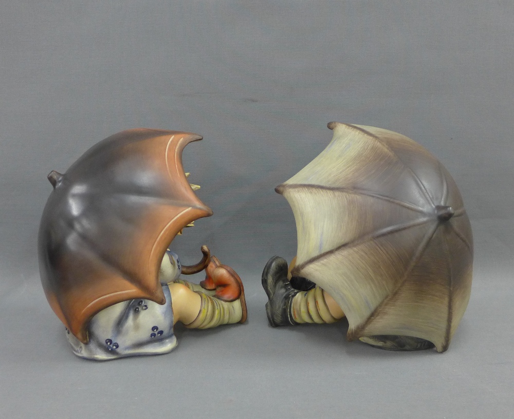 Umbrella Girl and Umbrella Boy, a pair of oversized Goebel Hummel figures, 20cm high (2) - Image 2 of 3